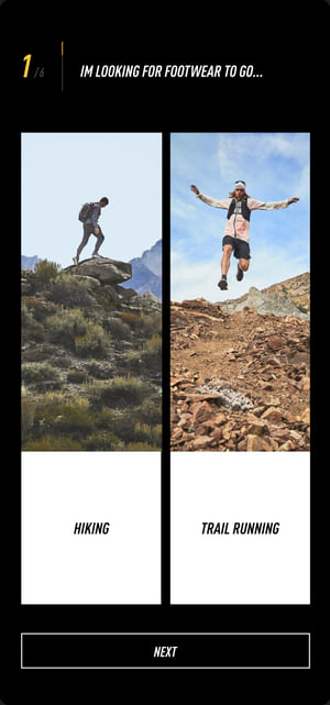 Question 1: I'm looking for footwear to go hiking or trail running