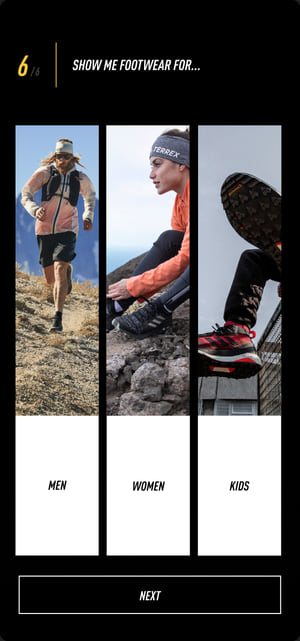 Question 6: show me footwear for…
