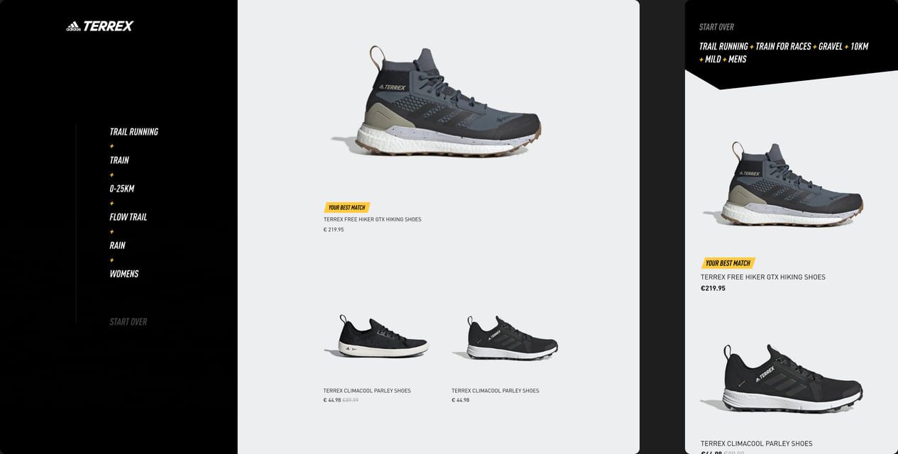Results: your best match, with your answers alongside, on desktop and mobile