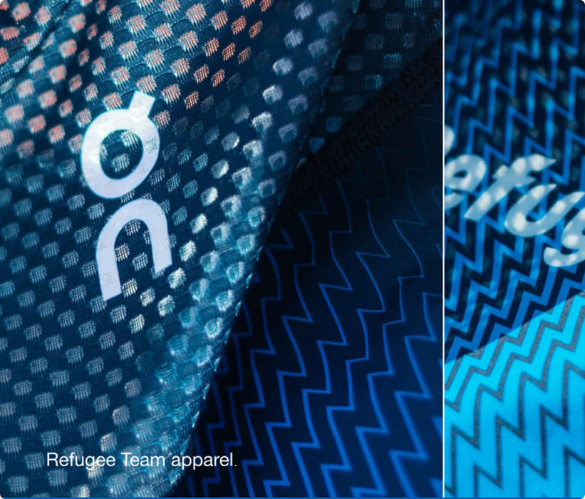 On: Refugee Team apparel close-up