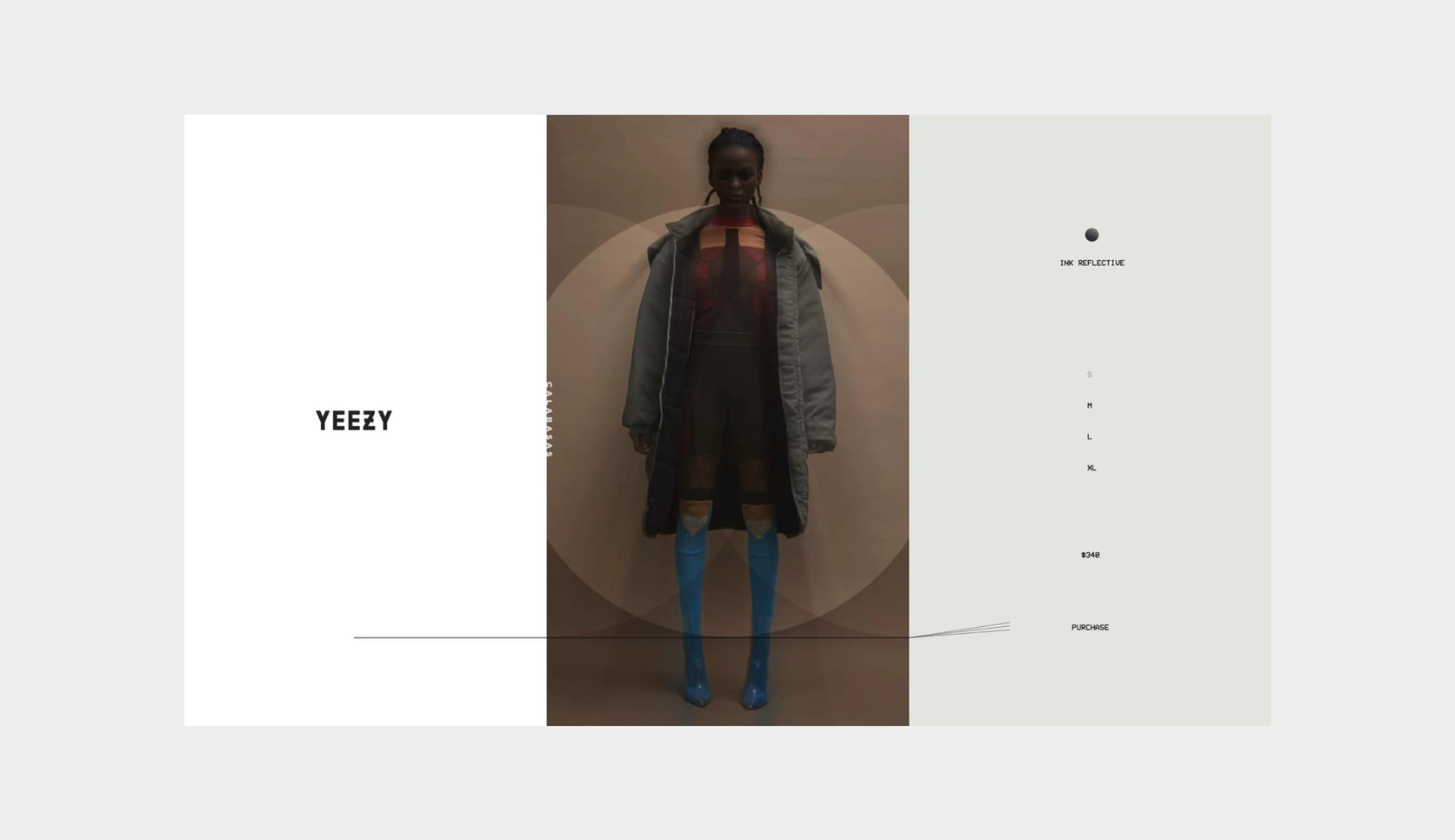 Adidas Yeezy website concept: apparel page