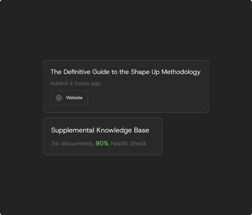 Knowledge sources: a website guide and a supplemental knowledge base with a health check