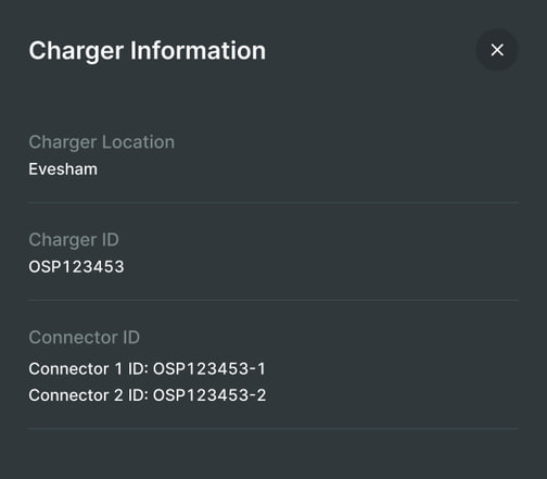 Charger information panel