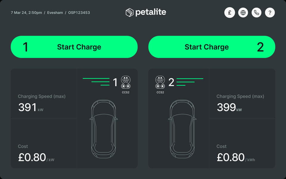 Charge post home screen with both connectors ready