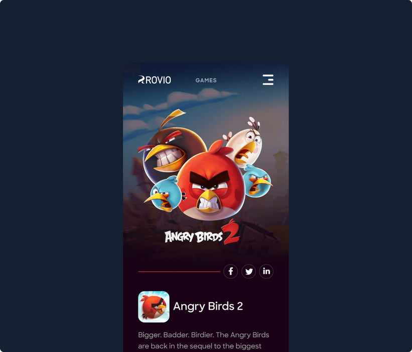 Angry Birds 2 page on mobile