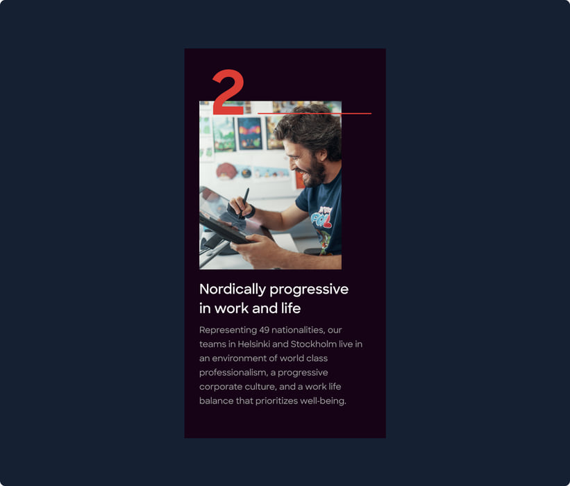 Careers page on mobile: nordically progressive in work and life