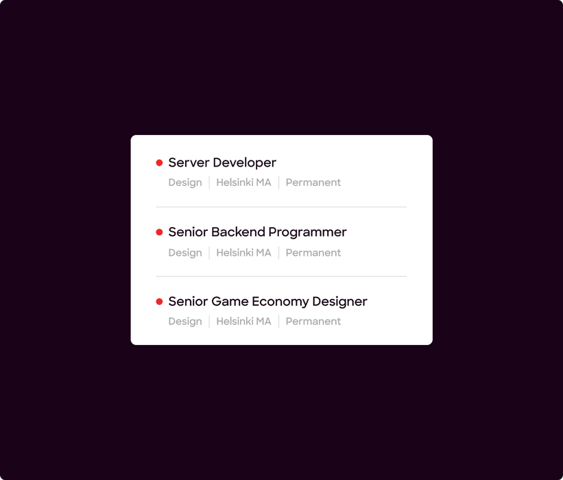 Open roles list