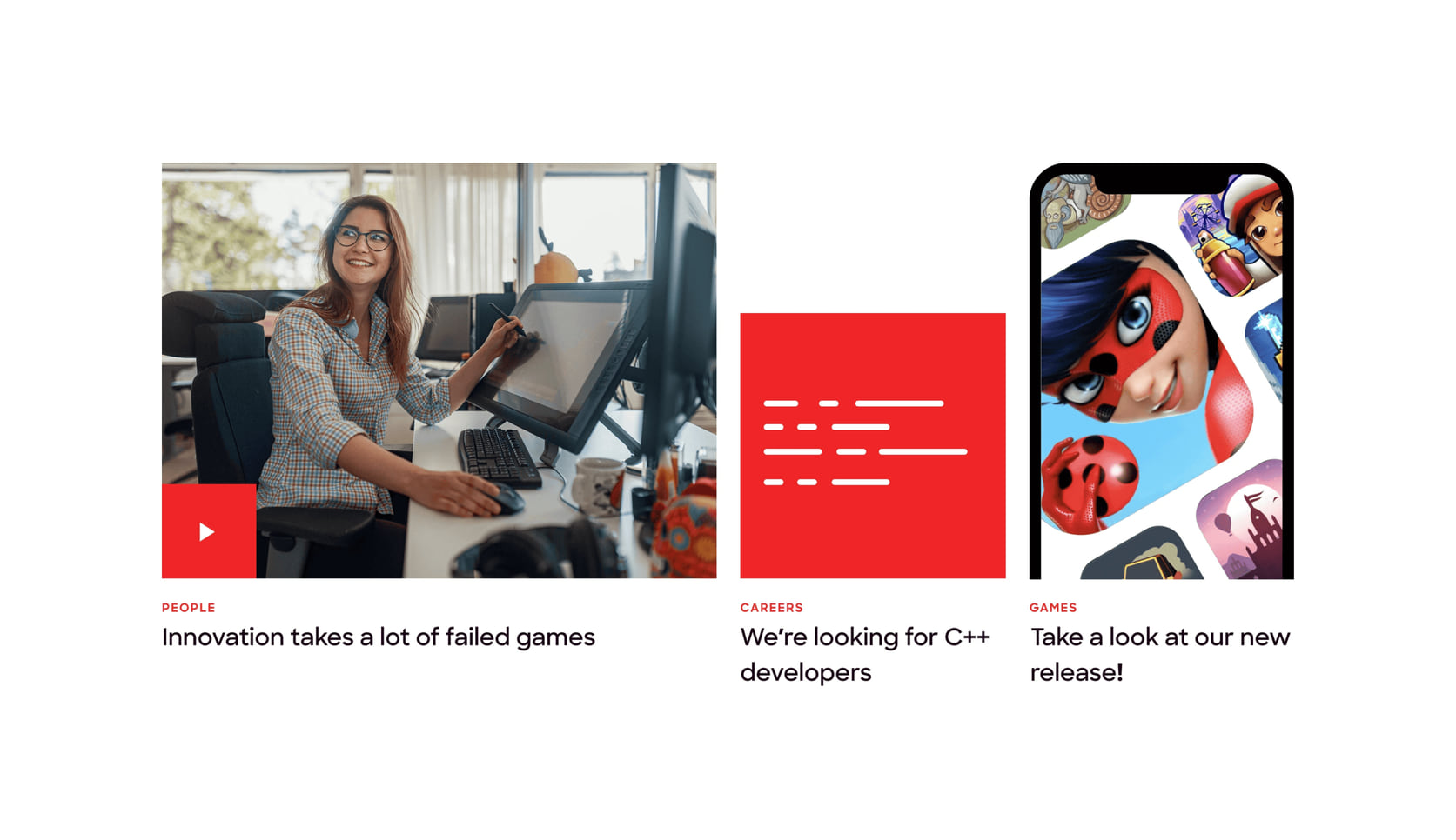 News and careers cards