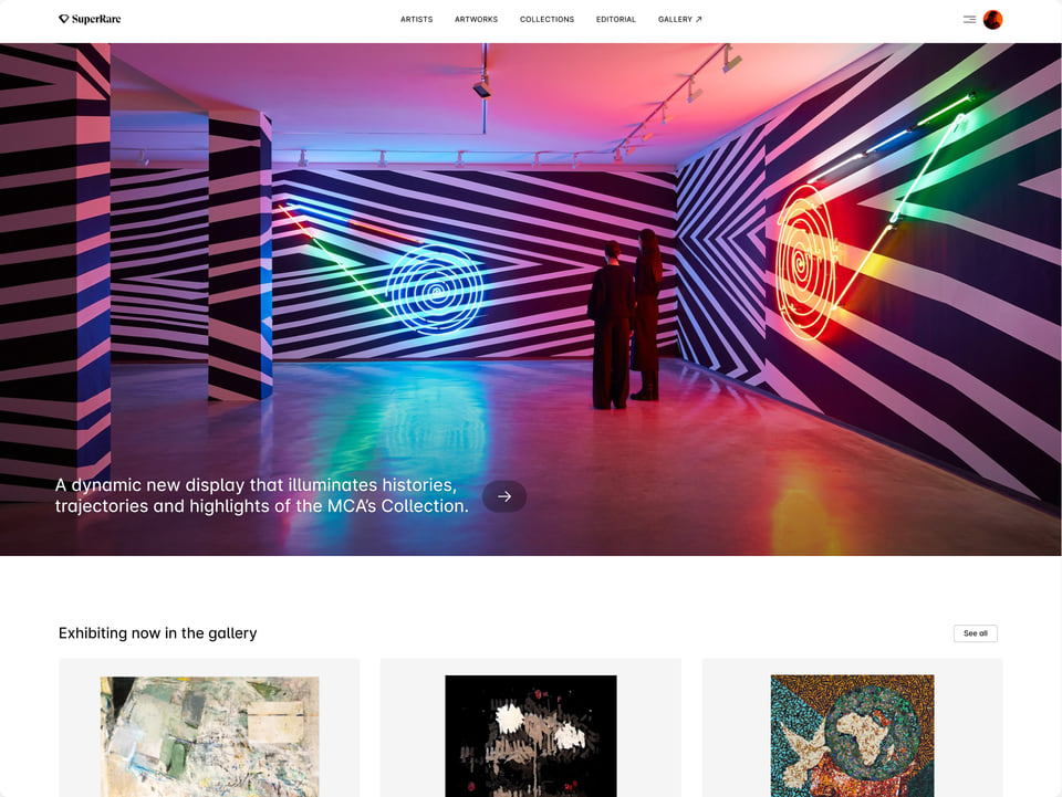 SuperRare homepage